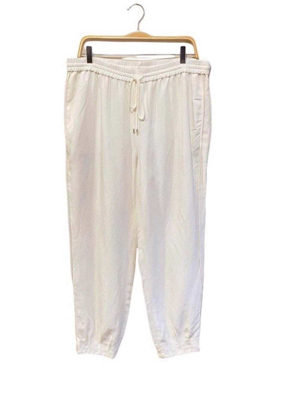 Diane Von Furstenburg Kamaris White Lined Pants Tencel and Linen 14 Tapered NWOT